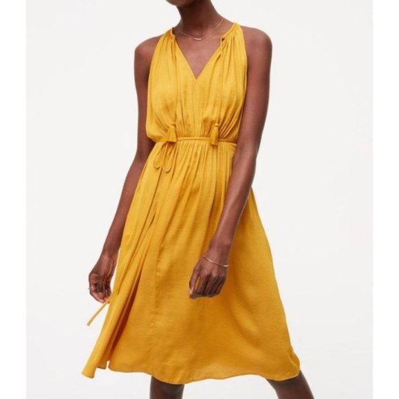 LOFT Gold/Mustard midi dress-NWT - Picture 1 of 9